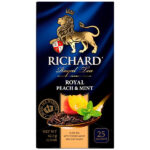 Richard "Royal Peach & Mint" must tee kotikeses, virsiku ja piparmündiga, 25 tk.